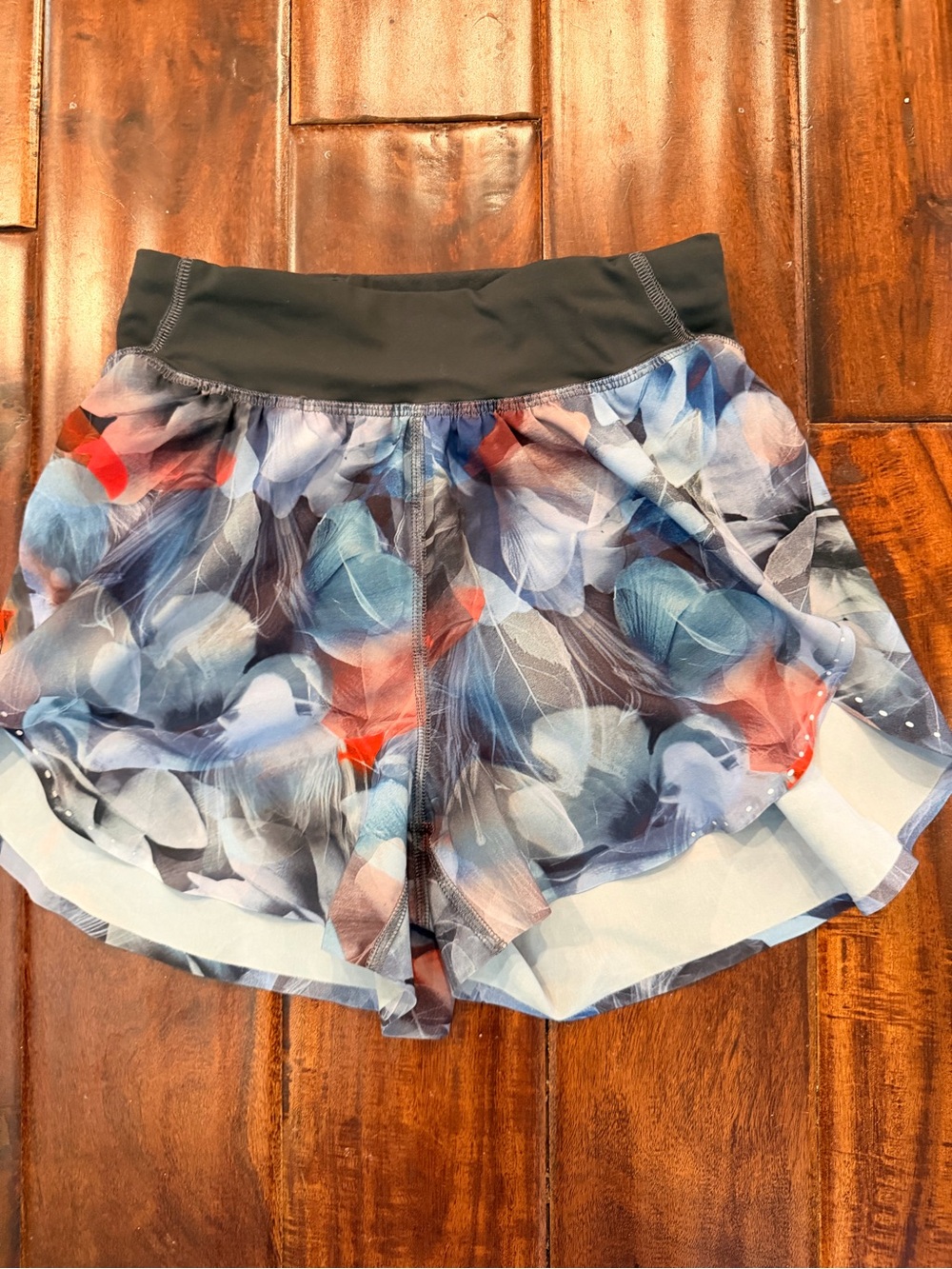 lululemon athletica Floral Leaf Print Athletic Shorts in Black, Blue, Red